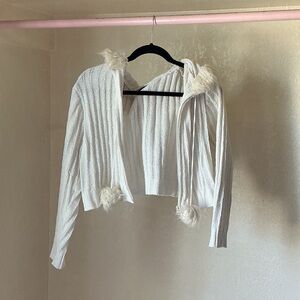 Self Esteem White Cardigan with Fur Details